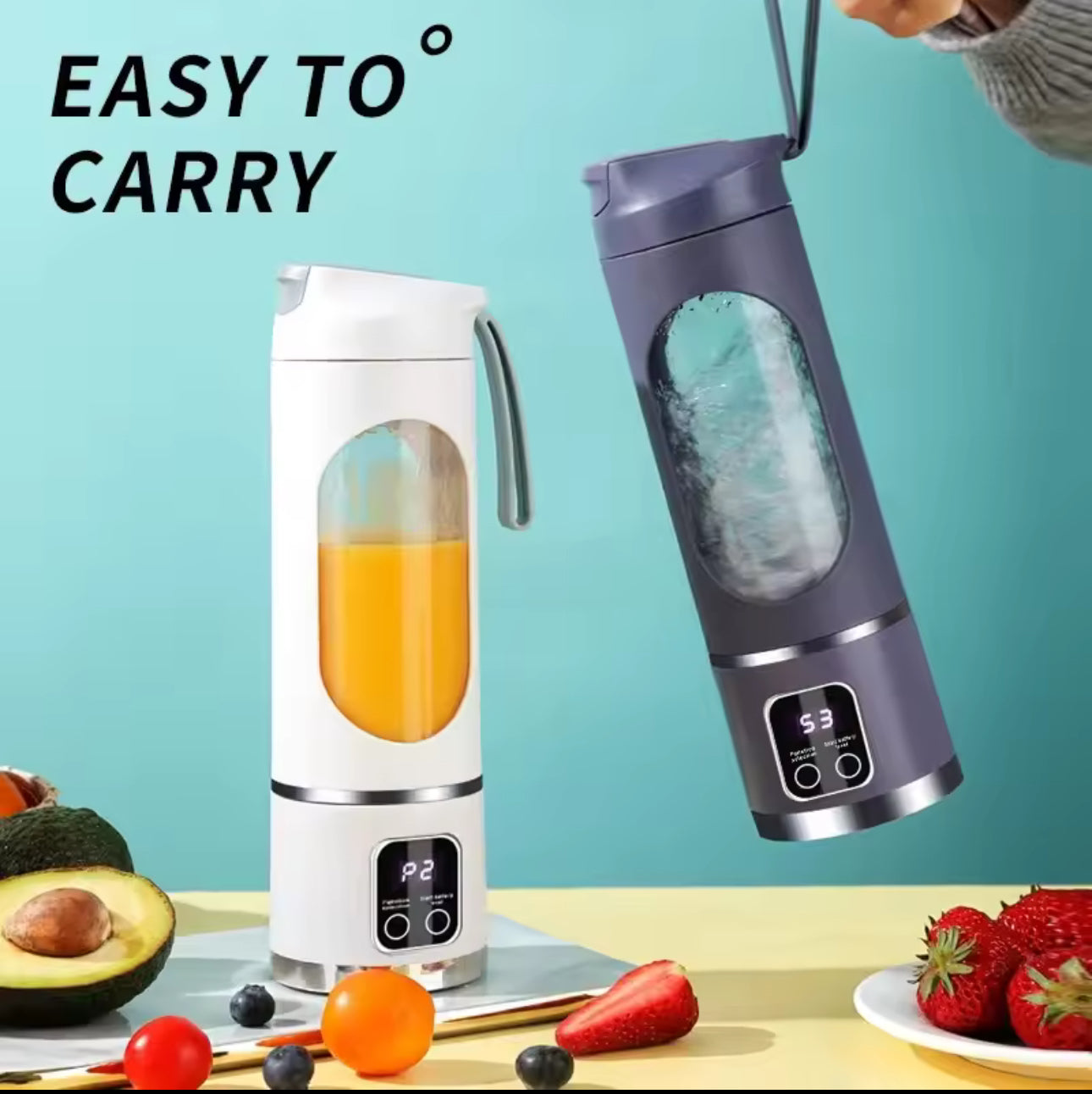 10 Blades Portable Fruit Juicer 450ml Capacity 3 Gears USB Rechargeable Blender Ice Crusher for Shakes and Smoothies Juicer Cup