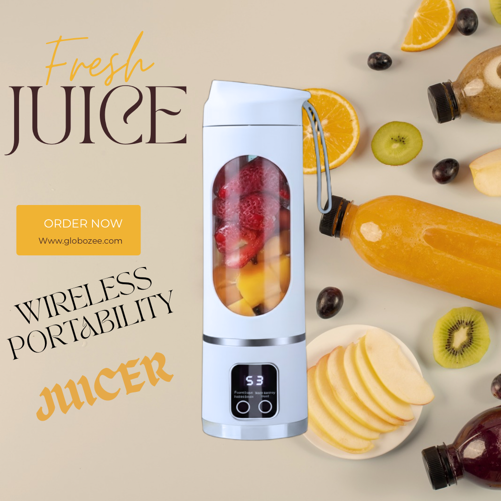 10 Blades Portable Fruit Juicer 450ml Capacity 3 Gears USB Rechargeable Blender Ice Crusher for Shakes and Smoothies Juicer Cup