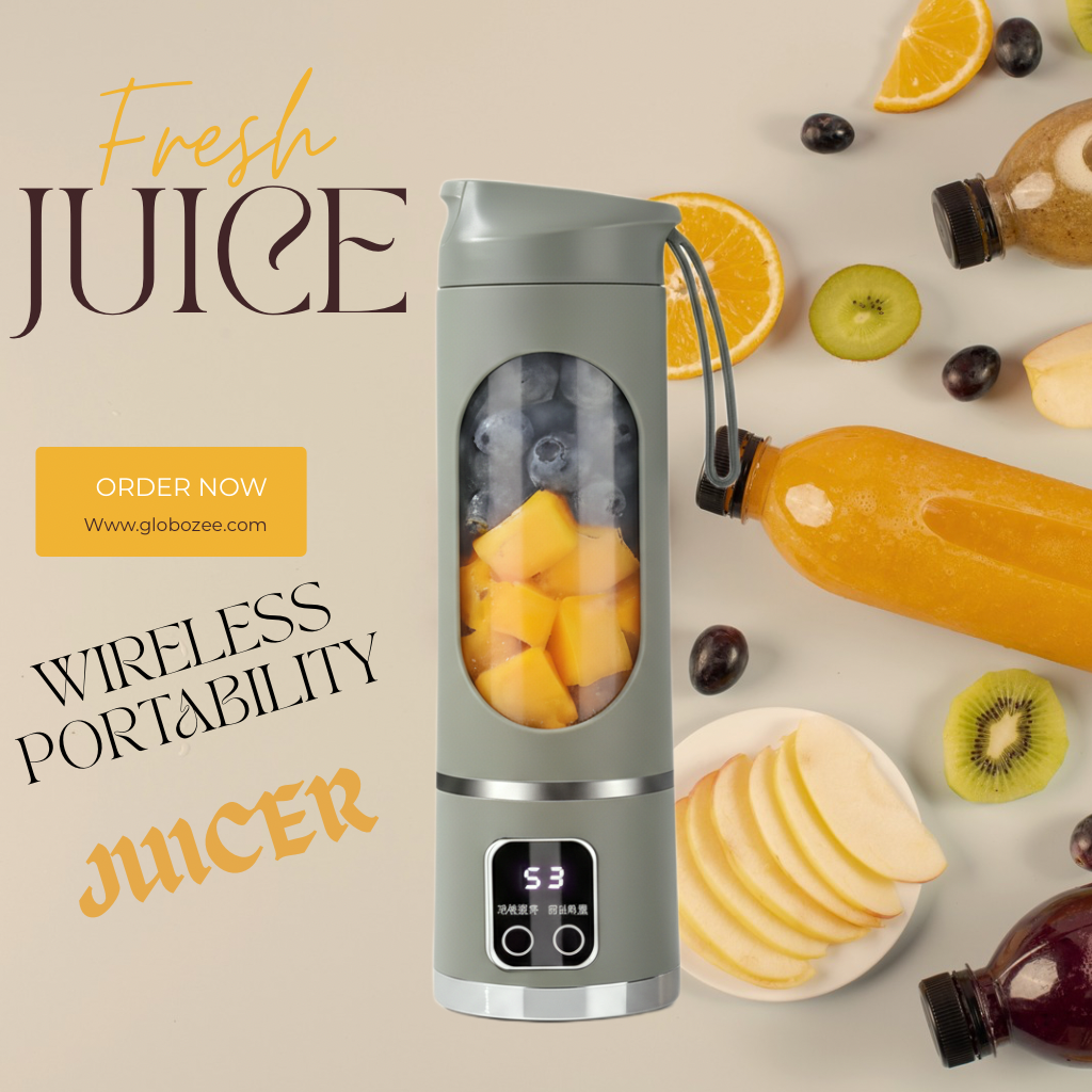 10 Blades Portable Fruit Juicer 450ml Capacity 3 Gears USB Rechargeable Blender Ice Crusher for Shakes and Smoothies Juicer Cup